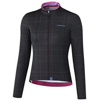 SHIMANO Maillot SH W M/L Kaede Negro T Camiseta, Mujer