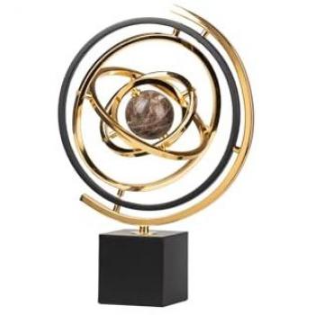 Figura Decorativa de Metal y Cristal con Espejo - 25x32x45 cm