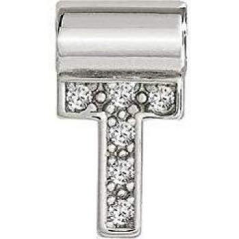 Colgante de Letra T en Plata con Zirconitas para Mujer - Nomination SeiMia