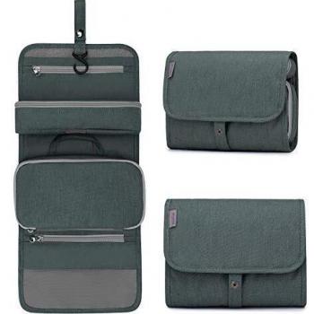 Wind Took Neceser de Hombre y Mujer Bolsa de Aseo Colgante Organizador Cosmético Resistente al Agua Plegable Neceser para Vacaciones Viajes de Negocios Gris