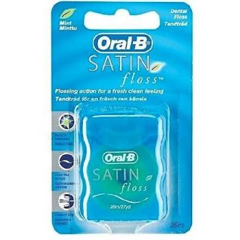 Oral-B Satin Dental Floss with Wax, Mint Flavor, 25m