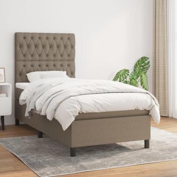 Cama box spring de muelles con colchón en tela gris taupe 90x190 cm Tortor Vidaxl