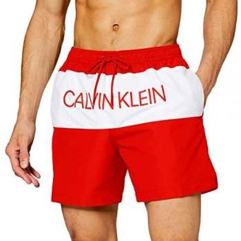 Calvin Klein Medium Drawstring Bañador, Rojo