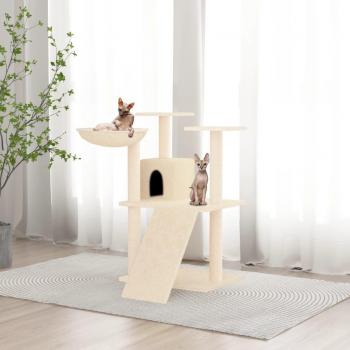 Rascador para gatos Día y Noche con postes de sisal color crema 83 cm