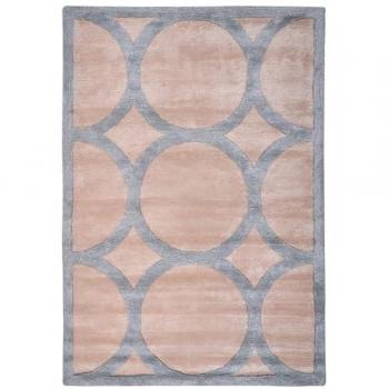 Alfombra Moderna Rectangular Beige y Gris de Viscosa y Lana Hecha a Mano 160 x 230 cm Malan