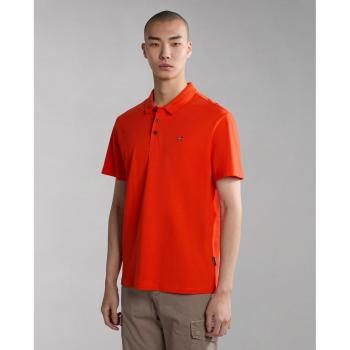 Napapijri Men's Ealis SS Regular Fit Red Piqué Cotton Polo Shirt with Embroidered Logo