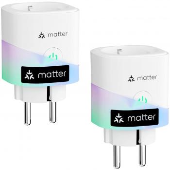 Enchufe Inteligente Wi-Fi Meross Matter con Monitor de Consumo Energético y Control por Voz, 2 Unidades