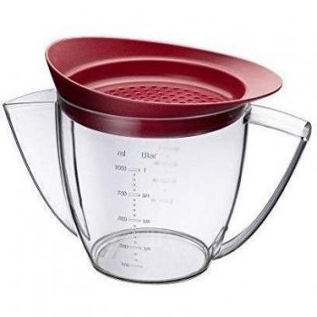 Westmark Jarra separadora de grasa con tapa para colar, volumen de llenado: 1 litro, plástico, transparente/rojo, 30752260