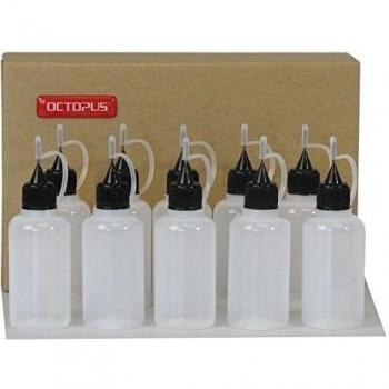 10 Botellas de recarga con aguja Octopus de 30 ml, botella para líquidos electrónicos para shishas electrónicas y cigarrillos electrónicos, aceites, tintas y pegamentos, botellas vacías de plástico LDPE para evaporadores / Depósitos / claromizador 