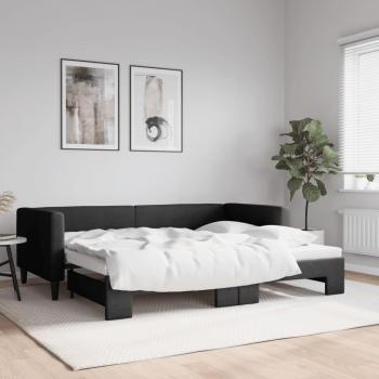 Sofá cama nido tela negra con cama extraíble 90x200 cm