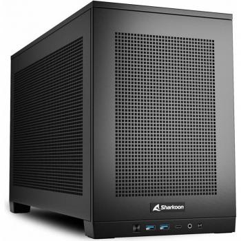 Caja Mini ITX Sharkoon REBEL C20, color negro, capacidad para 9 ventiladores y tarjeta gráfica de hasta 36.5 cm