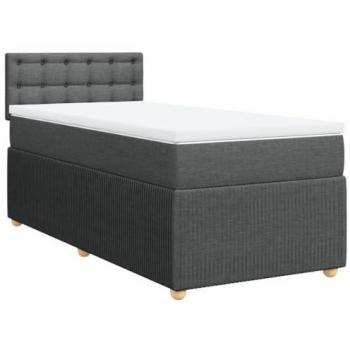 Cama box spring con colchón de muelles en tela gris oscuro 90x190 cm