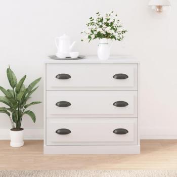 Aparador de madera contrachapada blanco 70x35,5x67,5 cm Mueble de Almacenaje de Salón Buffet para salón Armario Auxiliar Armario de Almacenamiento