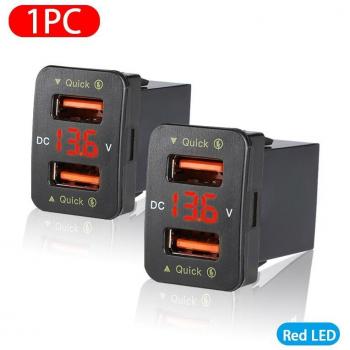 Cargador Rápido QC3.0 Doble USB 18W para Teléfono con Toma de Audio para Toyota