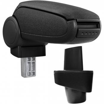 Reposabrazos central Pro.tec para Renault Clio III (2005 en adelante) - apoyabrazos con compartimento - tapizado en tela negra