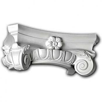 Capitel de Media Columna Estilo Iónico Blanco 115003 Profhome Elemento Decorativo