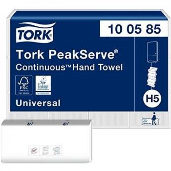 Toalla de papel Tork PeakServe H5, blanca, 1 capa, 12 paquetes de 410 hojas cada uno (total 4920 toallas)