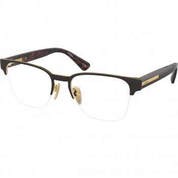 Prada PR A52V 01U1O1 Gafas Recetadas para Hombre Marrones, Armazones para Hombre Marrones, 52 Lentes Recetadas Para Hombre Marrones