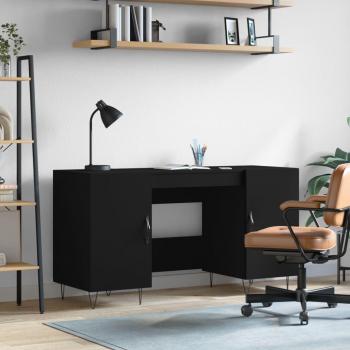 Escritorio de madera de ingeniería negro 140x50x75 cm