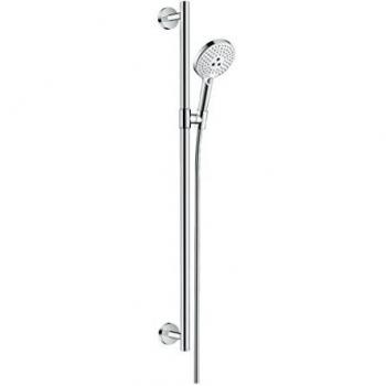 Hansgrohe 26323400 Raindance Select S Set de ducha, 3 tipos de chorro, ahorro de agua, con barra 90 cm, Blanco/Cromo, 0,90 m