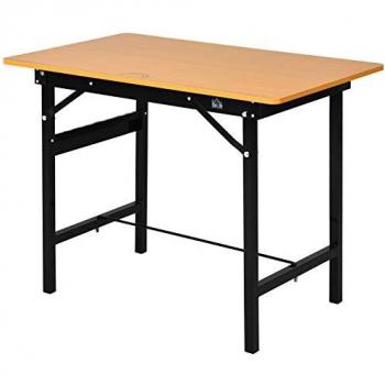 Banco de Trabajo Plegable HOMCOM con Regla Transportador, Carga 100 kg, Dimensiones 100x60x75.5 cm, Color Natural y Negro
