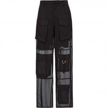 PINKO Women's Campofiorin Cargo Trousers in Black, Size 38, Straight Utility Trousers, 2XS