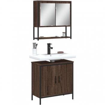 Conjunto de muebles de baño 2 piezas marrón madera roble multicapa