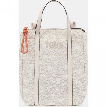 Mochila Tous Kaos Mini Evolution Nylon Beige con Cremallera para Mujer 395910278