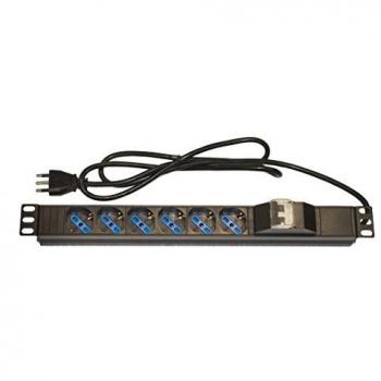 Multipresa de Alimentación para Rack 19 con 6 Tomas Universales Tripolares/Schuko y Protección Magnetotérmica