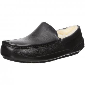 Ugg mens ascot slipper black leather 11 m us