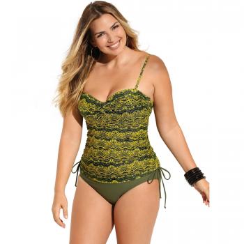 Bañador Efecto Doble Mujer by Vencastyle - 013511,Estampado Verde,46