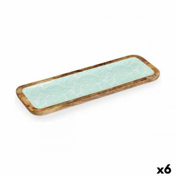 Centro de Mesa Hoja de Planta 45 x 15 cm Blanco Marrón Verde Resina Madera de Mango (6 Unidades)