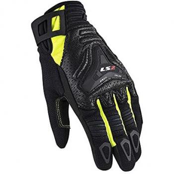 Guantes LS2 All Terrain Lady - Protección y Comodidad Garantizadas, Guantes de motociclismo perforados para mujer, Negro Amarillo, Talla M
