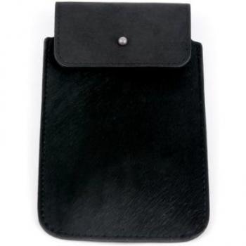 BA5I5 funda de piel real Caballos de piel de imitación negro para Nokia 500 Fate