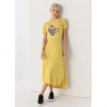 Vestido Largo a Rayas Amarillo Lois Jeans - Elegancia y Calidad en una Prenda para Mujer