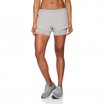 Reebok 2-1 Short Pantalón Corto, Mujer, Gris