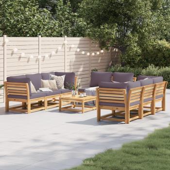 9-Piece Acacia Wood Garden Lounge Set with Cushions