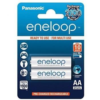 Panasonic eneloop BK-3MCCE/2BE Nickel Metal Hydride AA Batteries, Classic AA 2-Pack