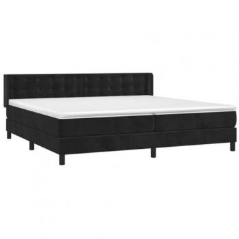 Cama box spring con colchón terciopelo negro 200x200 cm