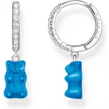 Thomas Sabo Sterling Silver Single Hoop Earring with Blue HARIBO Gold Bear and Zirconia