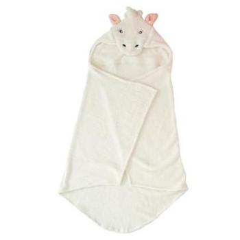 Toalla de baño infantil con capucha de unicornio absorbente y suave color blanco 124 x 110 cm
