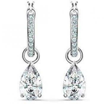 Pendientes Swarovski Attract, Talla Pera, Cristal Blanco, Baño de Rodio