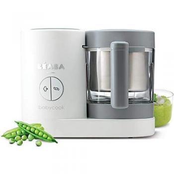 Béaba - Babycook Neo - Baby Food Maker - 4 in 1 : Food Processor, Blender and Cooker - Soft Steamer Cooking - Quick Homemade Baby Food - Made in France - Glass Bowl - Stainless Steel Tub - Grey