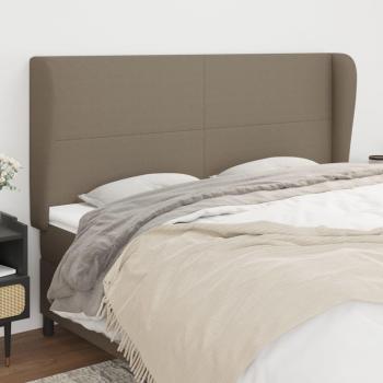 Cabecero Tortorora con orejas en tela gris taupe 203x23x111/128 cm