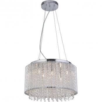 Lámpara colgante Beatty Chrome de 8 bombillas, longitud de 150 cm