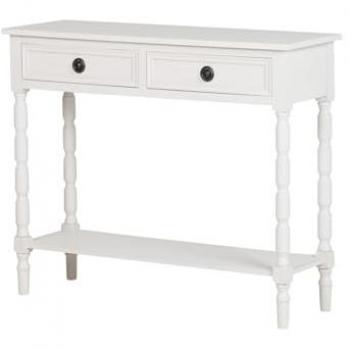 Consola Adda Home Madera Blanco con Almacenamiento 90x30x75 cm, Madera Pino/Contrachapado
