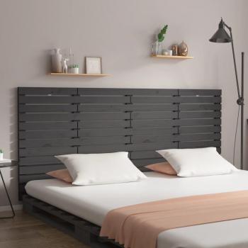 Cabecero de cama de pared gris madera maciza de pino 166x3x91,5 cm