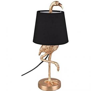 Lámpara de mesa Art Deco dorada y negra con figura de flamenco - KOEN
