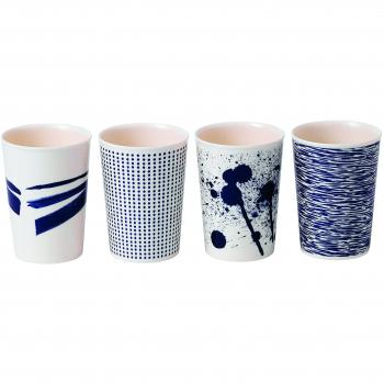 Royal Doulton Pacific Juego de 4 Vasos de Melamina, Azul/Blanco, 300 ml