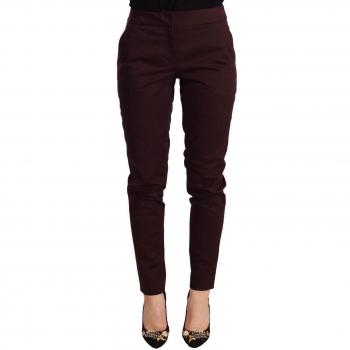 Just Cavalli Maroon Mid Waist Skinny Trouser Pants - IT40|S